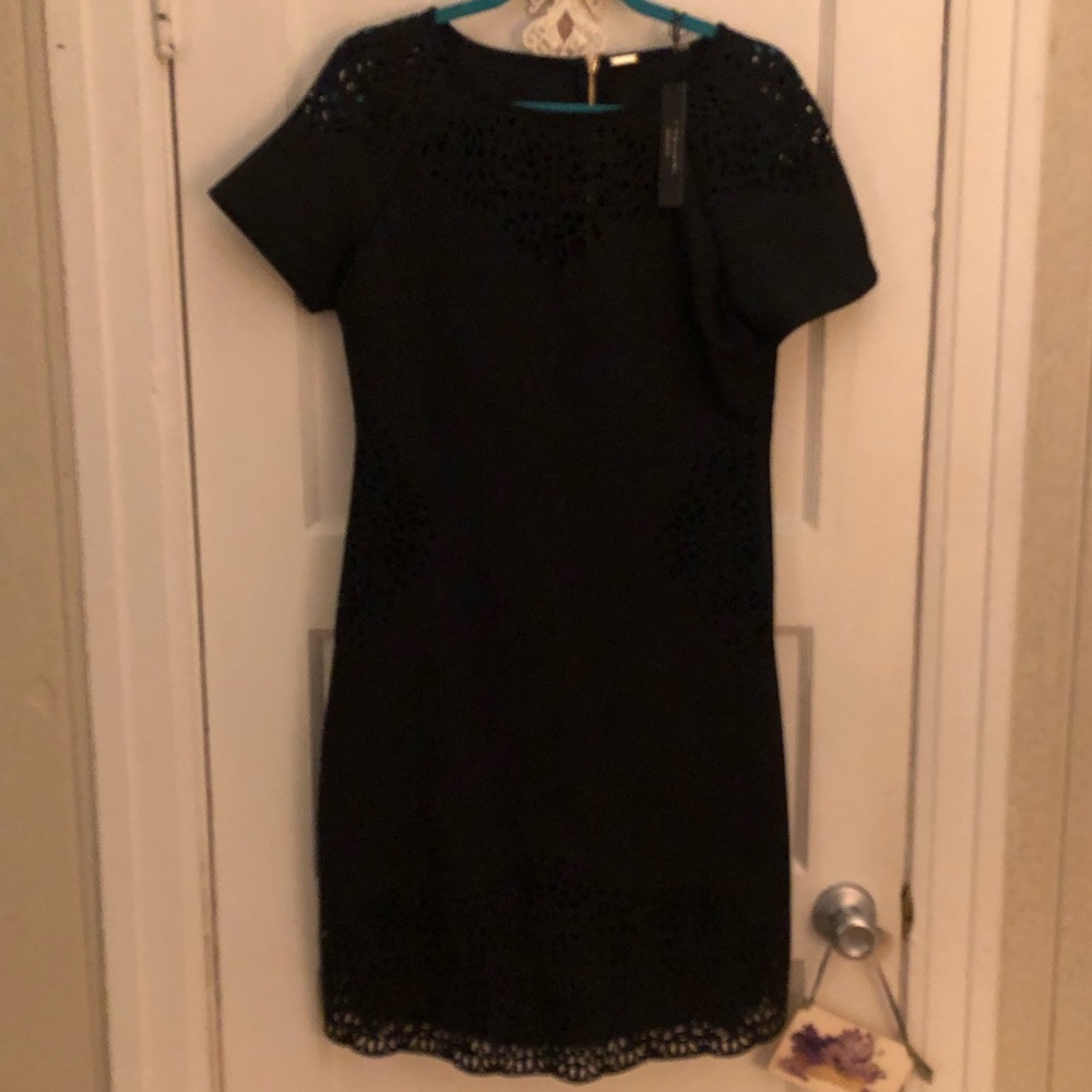 Tahari Laser Cut Shift Dress